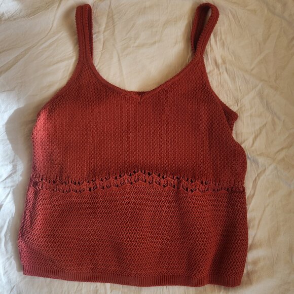 Old Navy Tops - Old Navy Rust Colored Sleeveless Crochet Knit Crop Top Size XL